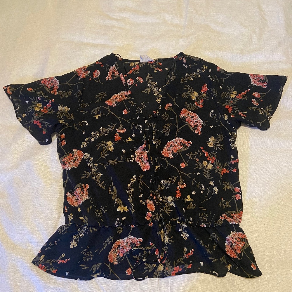 Black and coral blouse